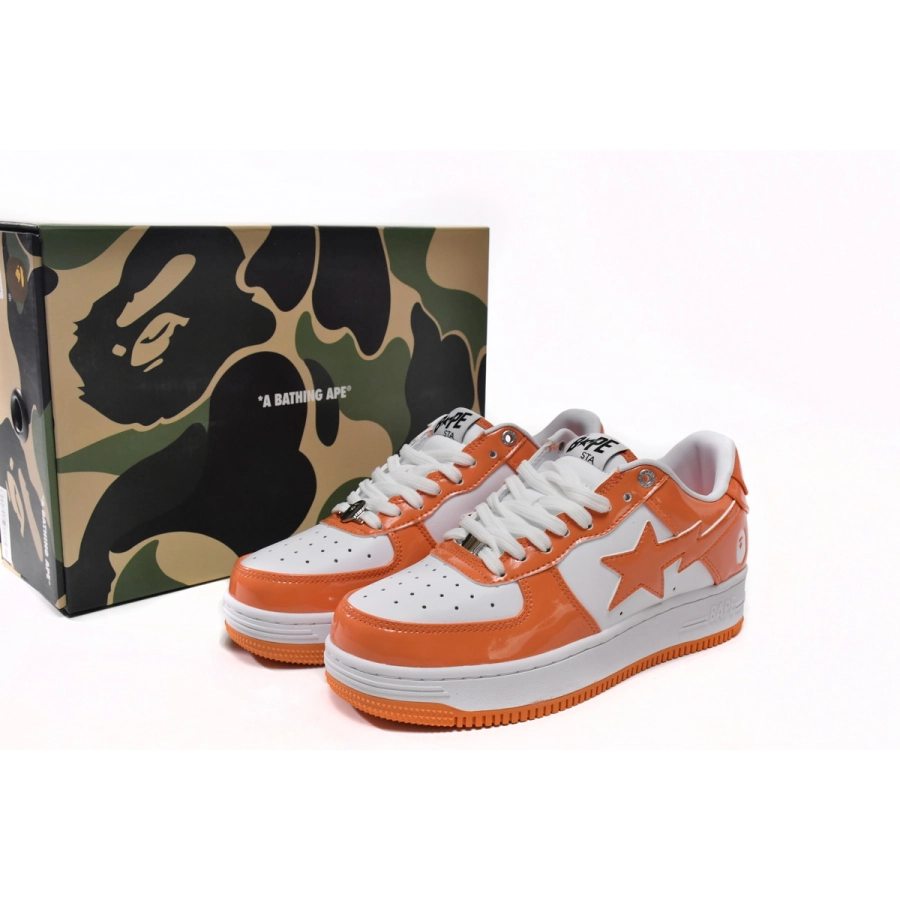 A Bathing Ape Bape Sta Patent Leather Orange White 1H70-191-001