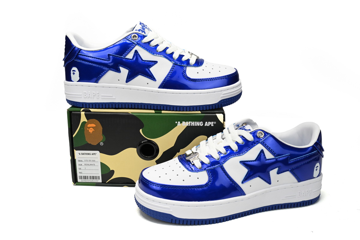 A Bathing Ape Bape Sta Patent Leather White Blue (2023) 1170-191-022