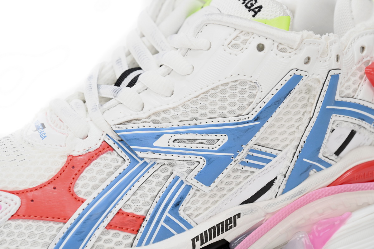 Top Version Balenciaga Runner White Blue Red 677402 W3RB6 9645