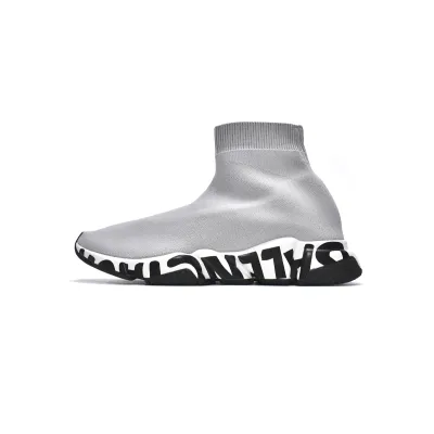 Balenciaga Speed 2.0 Graffiti Recycled Knit Grey White 617239W2DD41991 01