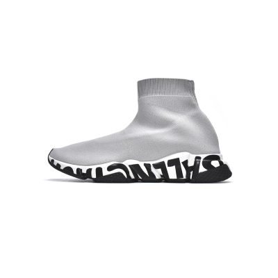 Balenciaga Speed 2.0 Graffiti Recycled Knit Grey White 617239W2DD41991 01