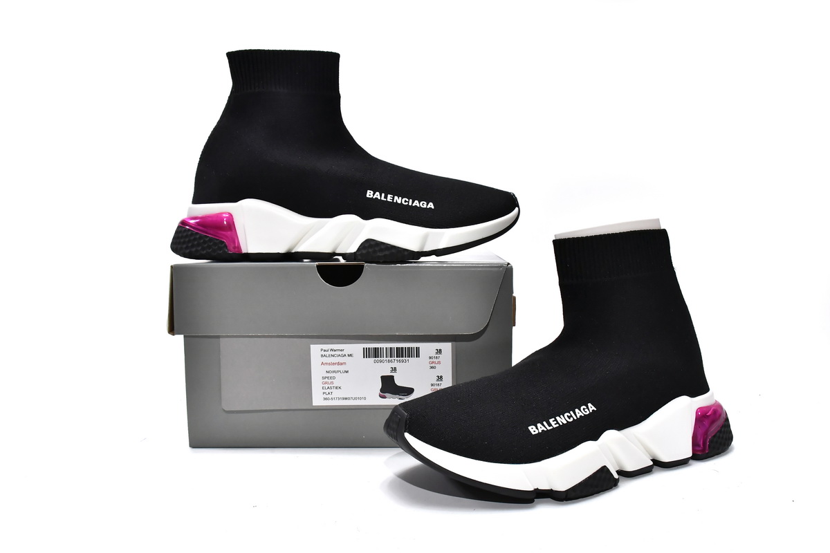 Balenciaga Speed Trainer Clear Sole Black Red (Women's) 607543W2DB61014