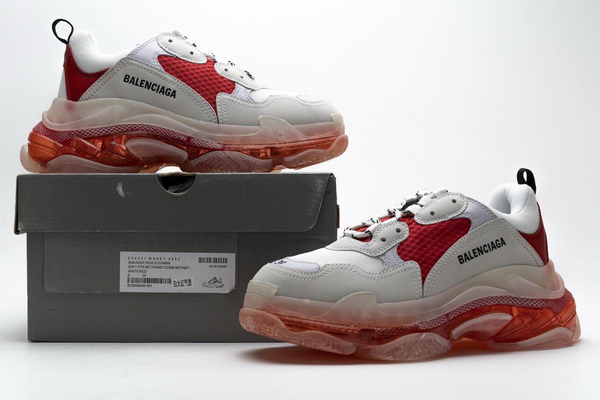 Balenciaga Triple S White Red 544351 W09E1 4552 