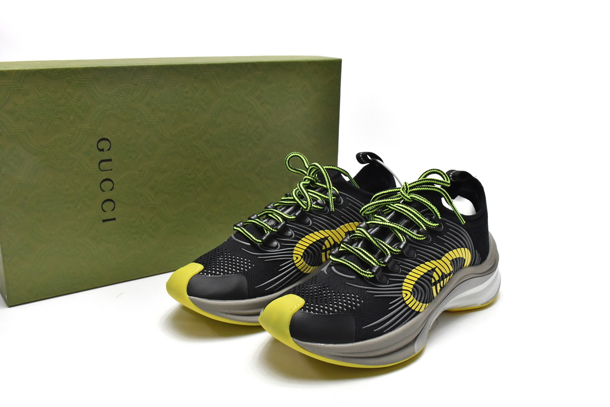 G*u*i run sneakers black yellow 680939-usm10-8480