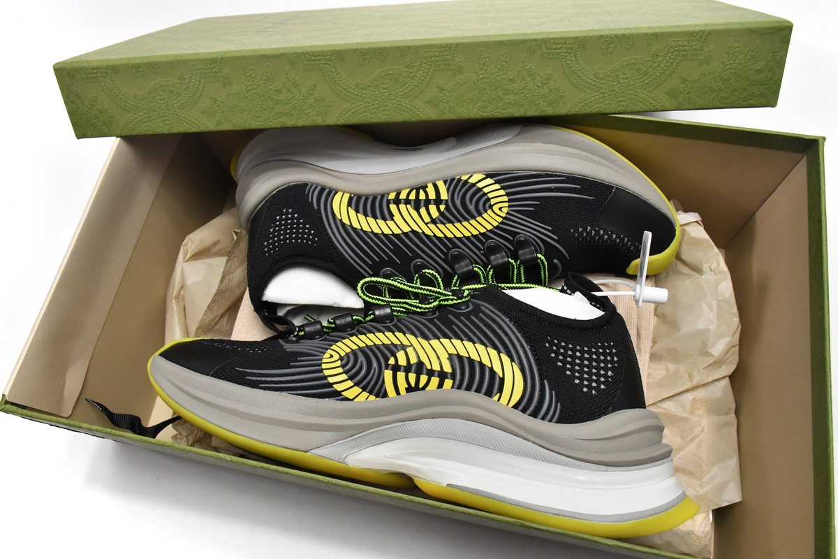 G*u*i run sneakers black yellow 680939-usm10-8480