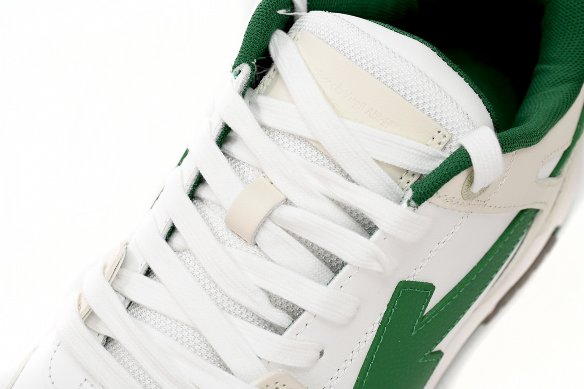 OFF-WHITE Out Of Office "OOO" Low Tops White Green 2021 OMIA189R21LEA0010155
