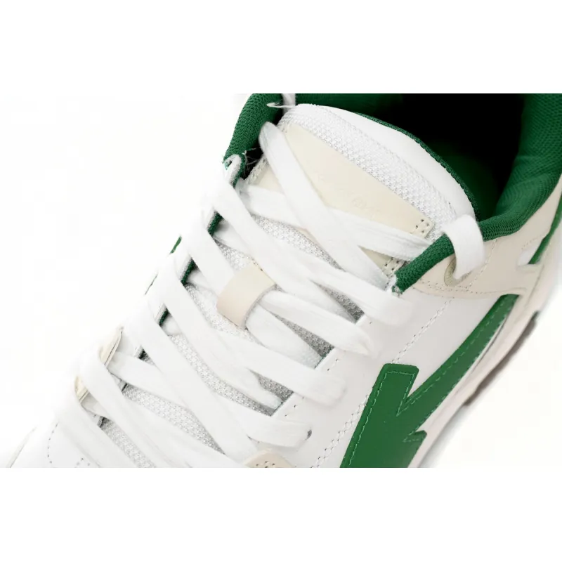 OFF-WHITE Out Of Office "OOO" Low Tops White Green 2021  OMIA189R21LEA0010155