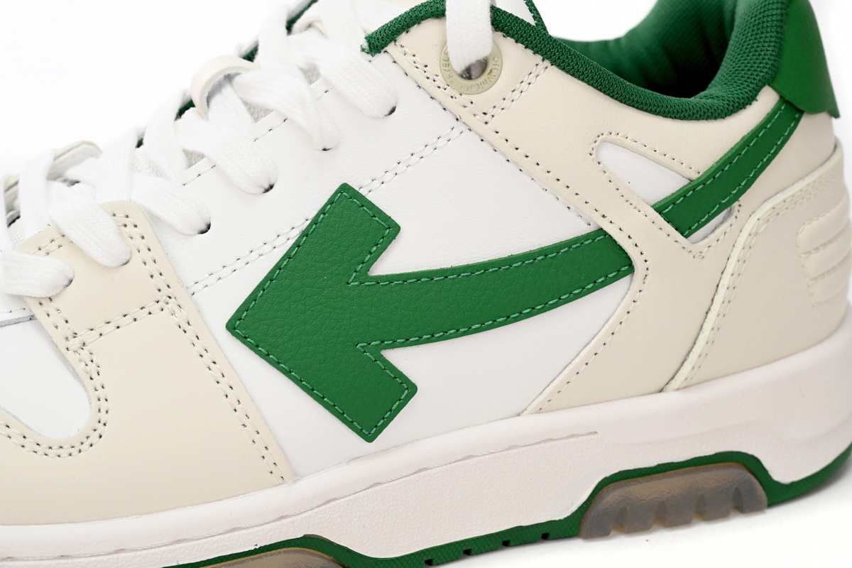 OFF-WHITE Out Of Office "OOO" Low Tops White Green 2021 OMIA189R21LEA0010155