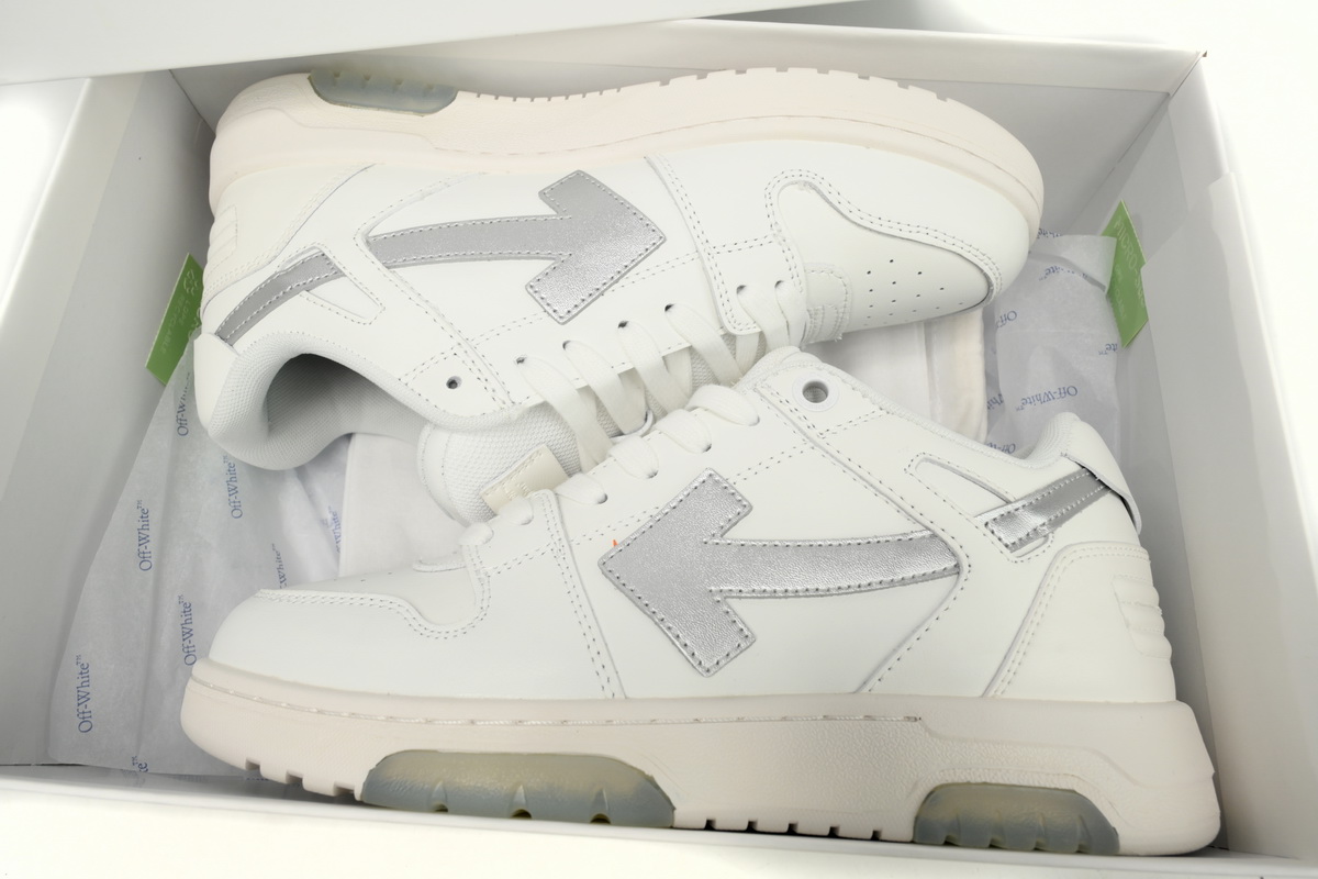 OFF-WHITE Out Of Office OOO Low Tops White Silver OMIA189F 23LEA009 0172