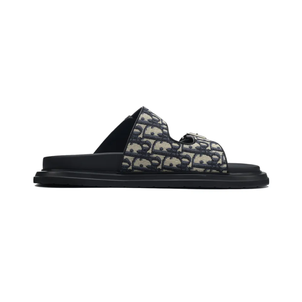 Dior Aqua Sandal Beige and Black Dior Oblique Jacquard  3SA135ZSA_H561