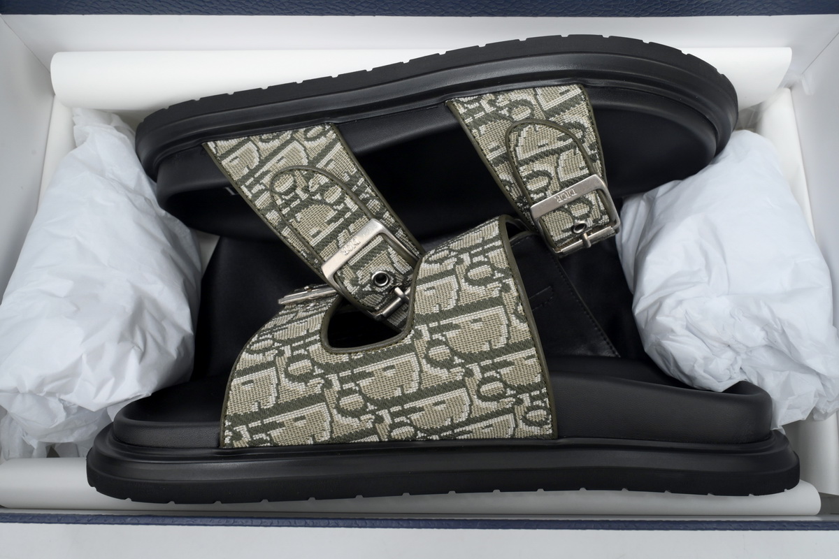 Dior Aqua Sandal Khaki Dior Oblique Jacquard 3SA135ZSA_H603