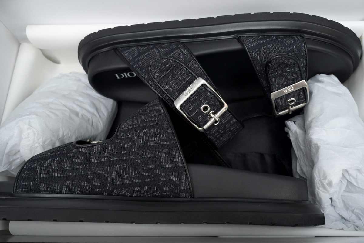 Dior Aqua Sandals Black Oblique Canvas 3SA135ZSA_H969