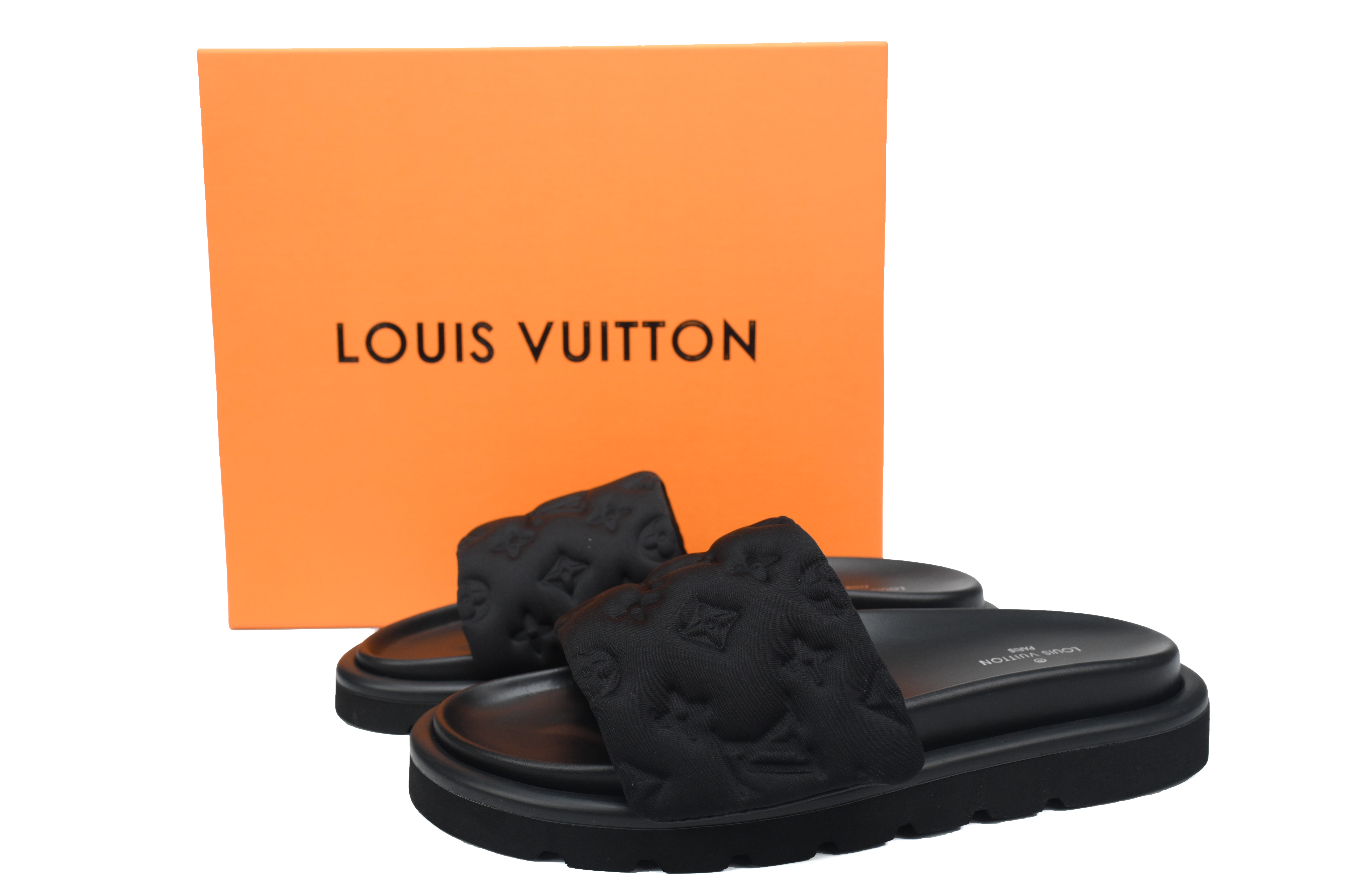 l**is V*t*n pool pillow flat comfort mule black