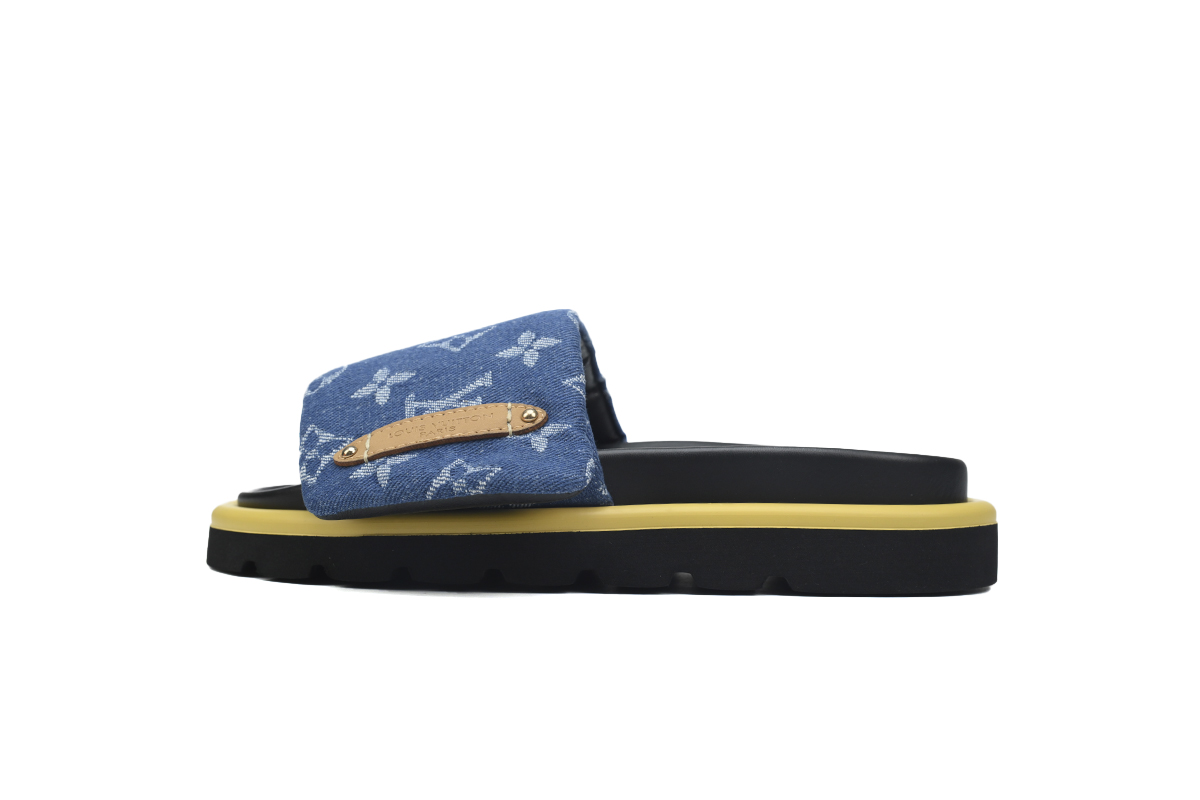 l**is V*t*n pool pillow flat comfort mule dark blue denim