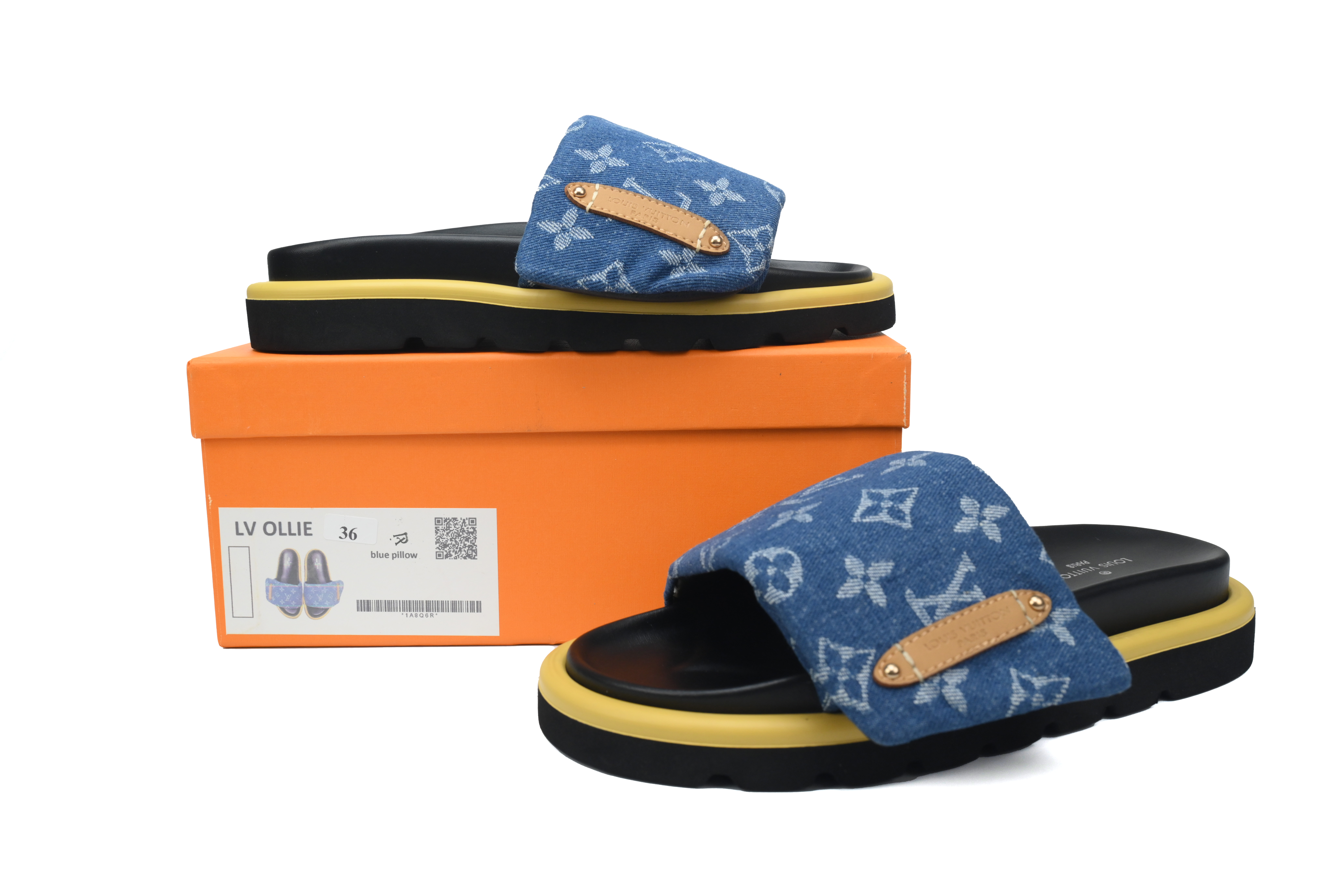 l**is V*t*n pool pillow flat comfort mule dark blue denim