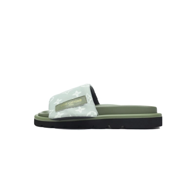 Louis Vuitton Pool Pillow Flat Comfort Mule Green Label Light Green Denim 01
