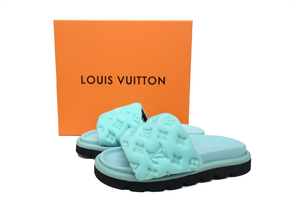 l**is V*t*n pool pillow flat comfort mule light blue