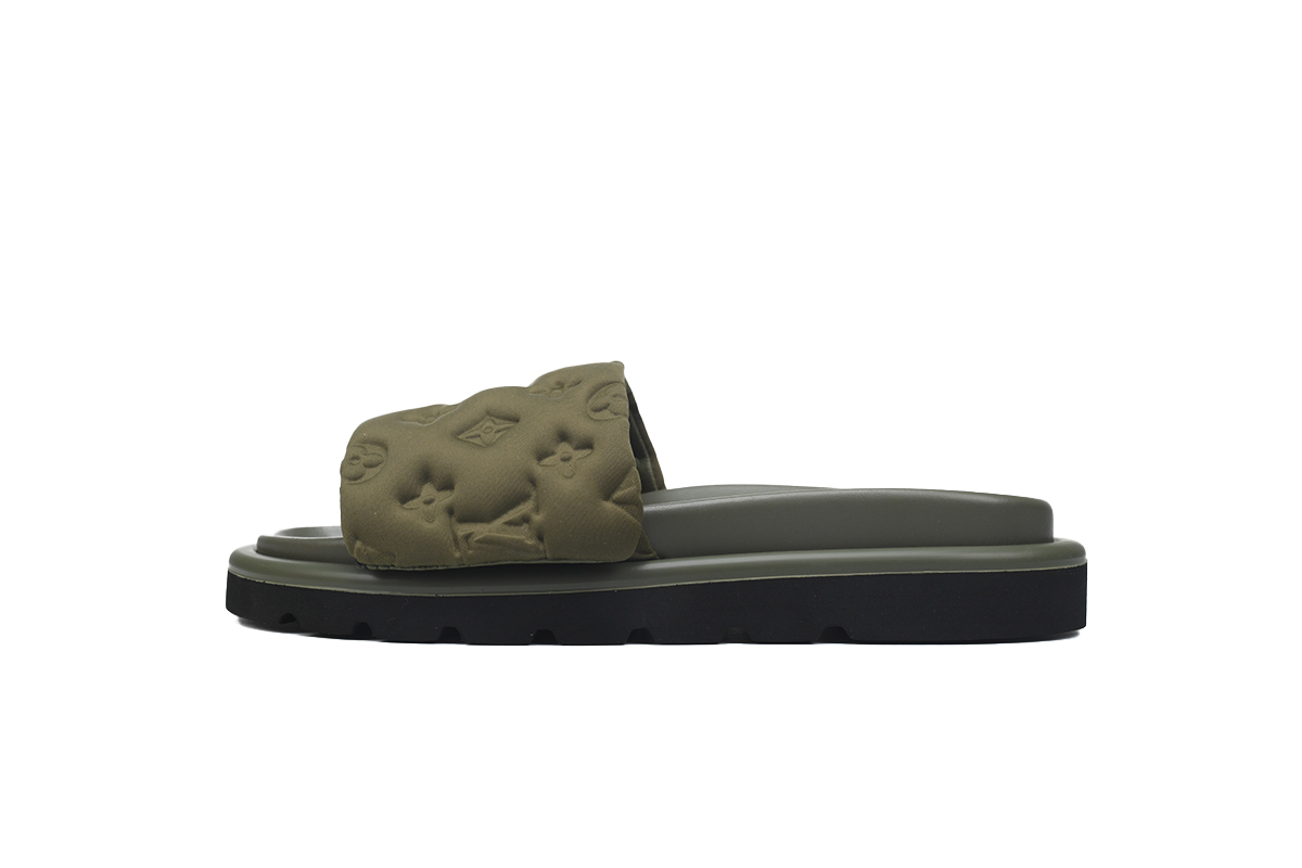 l**is V*t*n pool pillow flat comfort mule olive green