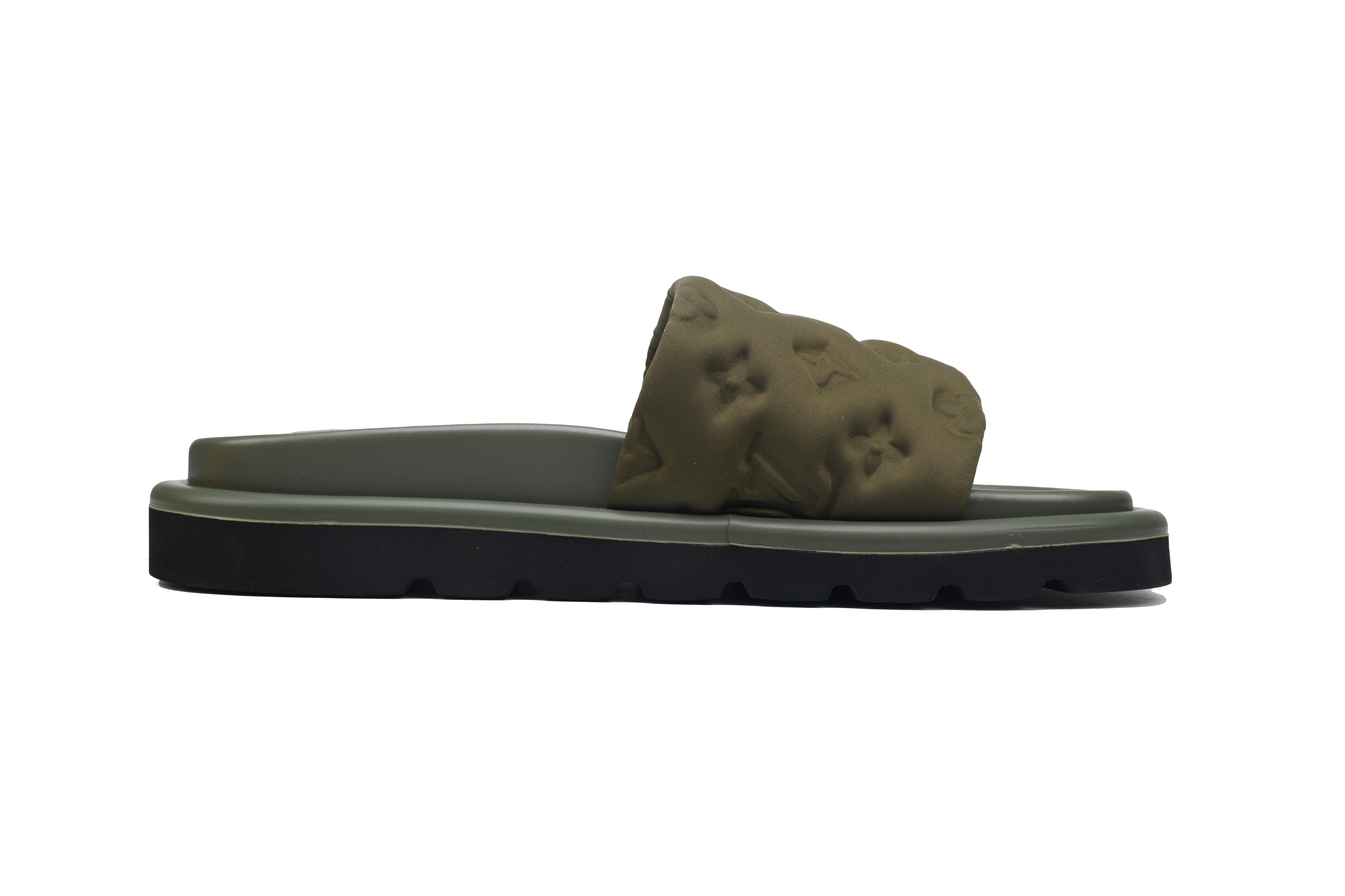 l**is V*t*n pool pillow flat comfort mule olive green