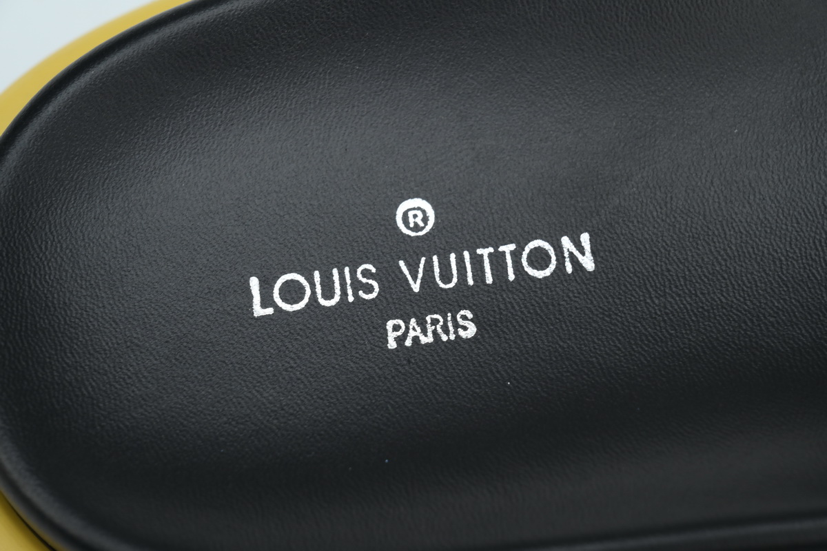 l**is V*t*n pool pillow flat comfort mule yellow label cloth