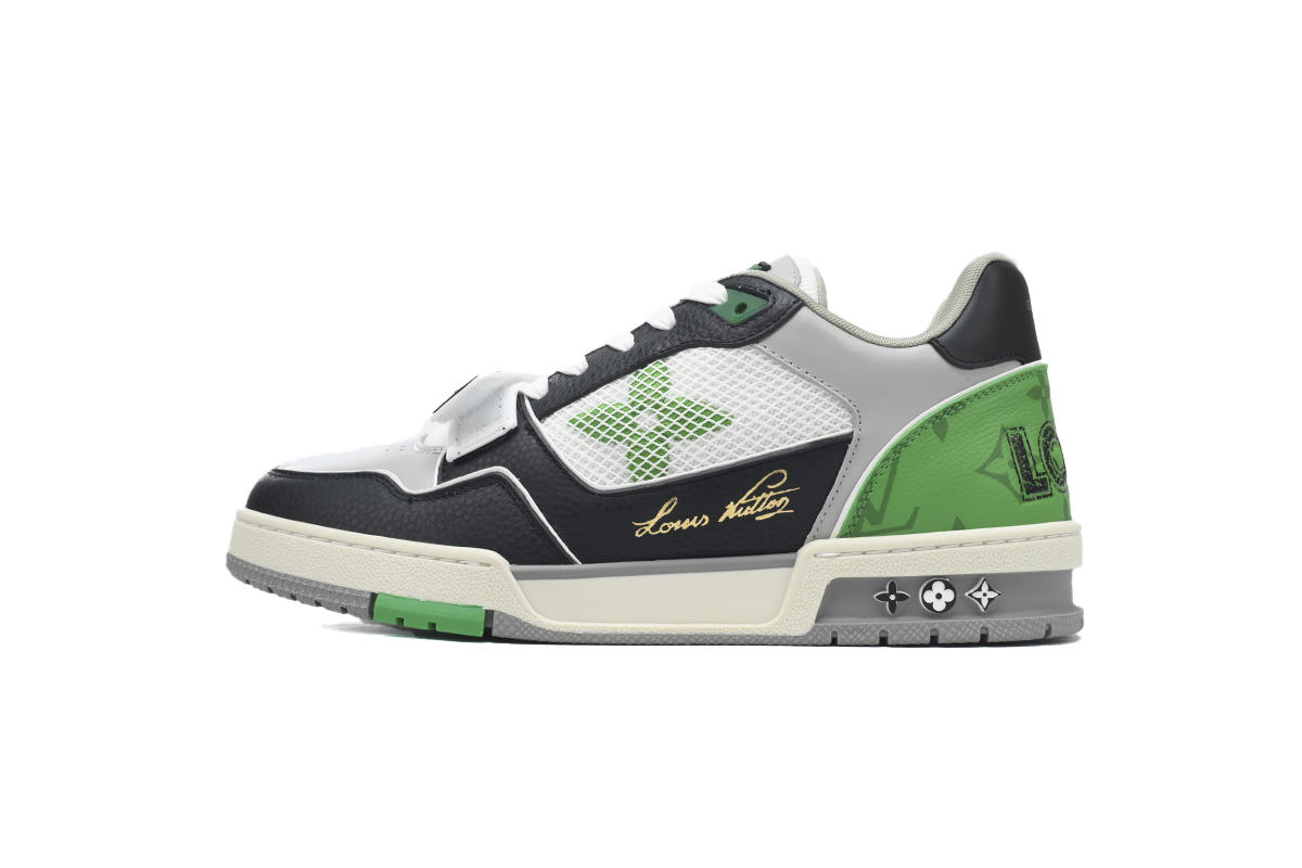 l**is V*t*n lv trainer monogram strap black white green 1ac50f