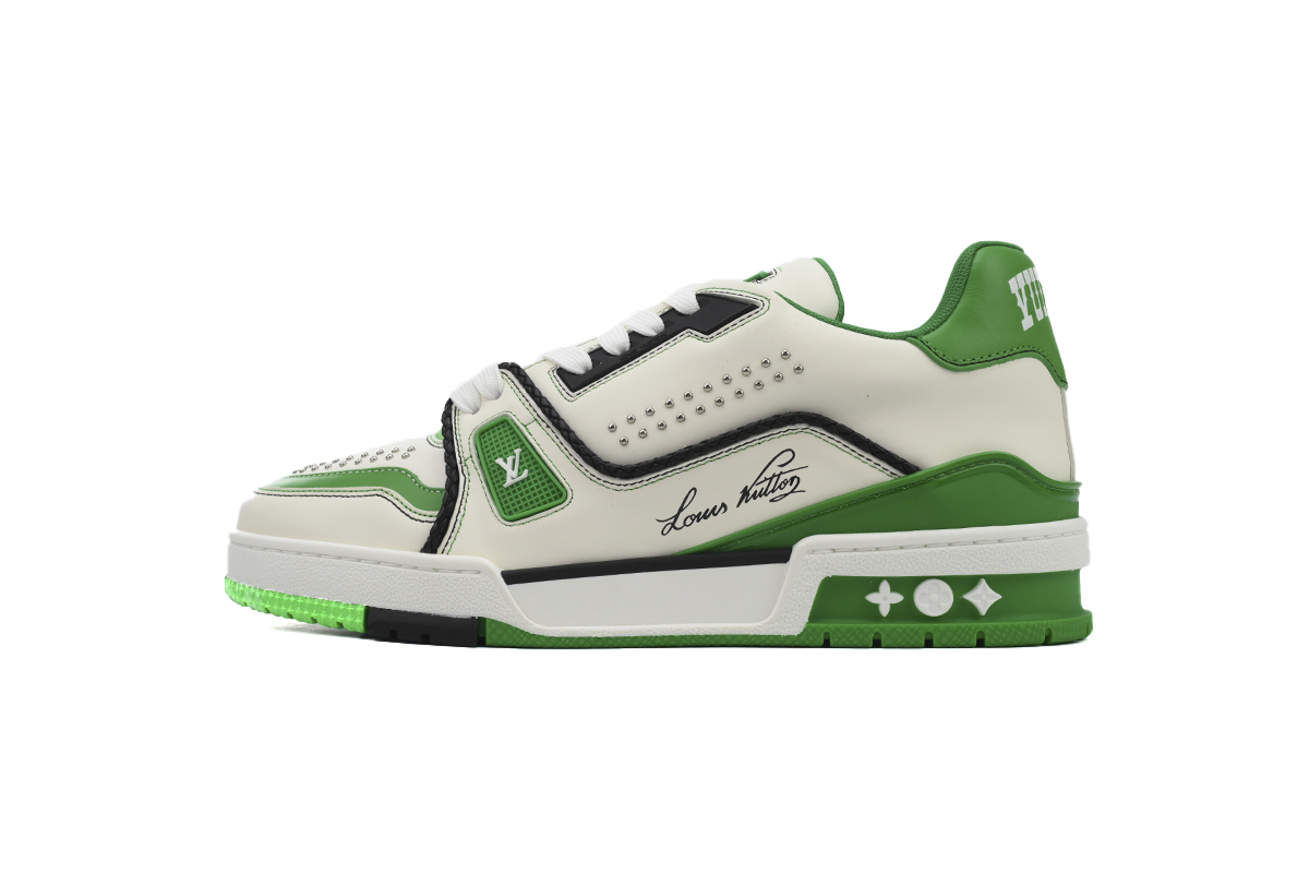 Louis Vuitton LV Trainer White Green 1AD7KP