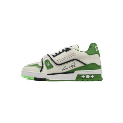 Louis Vuitton LV Trainer White Green 1AD7KP 01
