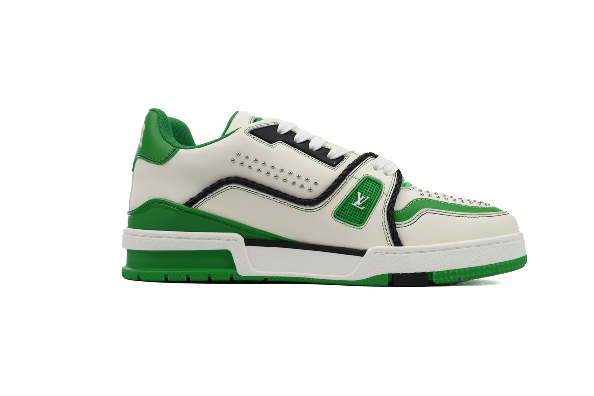 Louis Vuitton LV Trainer White Green 1AD7KP