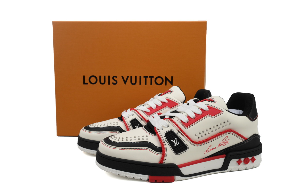 Louis Vuitton LV Trainer White Red Black  1AD7JW
