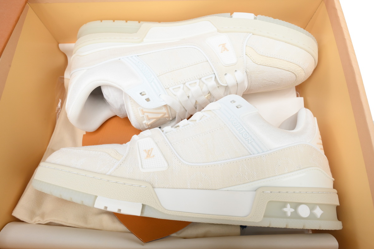 Louis Vuitton LV Trainer Beige Monogram Demin 1A8Z4W 