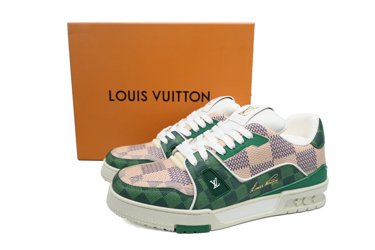 Louis Vuitton LV Trainer Damier White Green 1AC58D