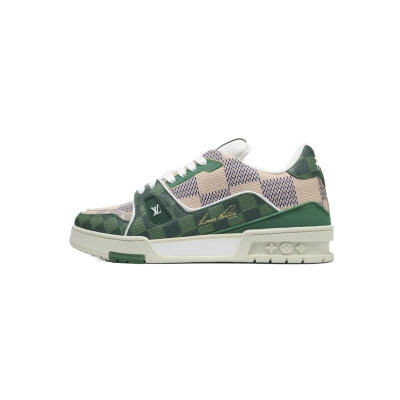 Louis Vuitton LV Trainer Damier White Green 1AC58D 01