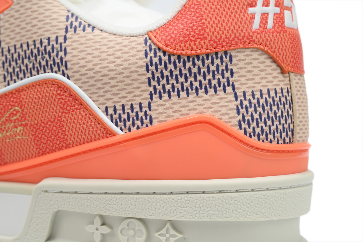 Louis Vuitton LV Trainer Damier White Orange 1AC56P