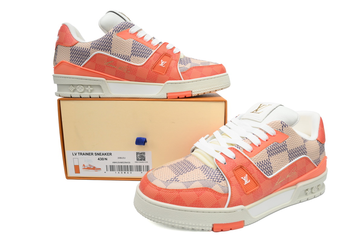Louis Vuitton LV Trainer Damier White Orange 1AC56P