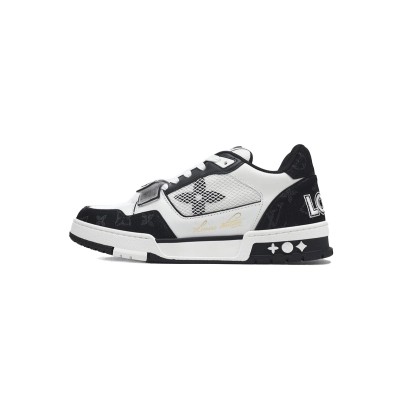 Louis Vuitton LV Trainer Velcro Strap Monogram Denim Black White 1A9ZAU 01