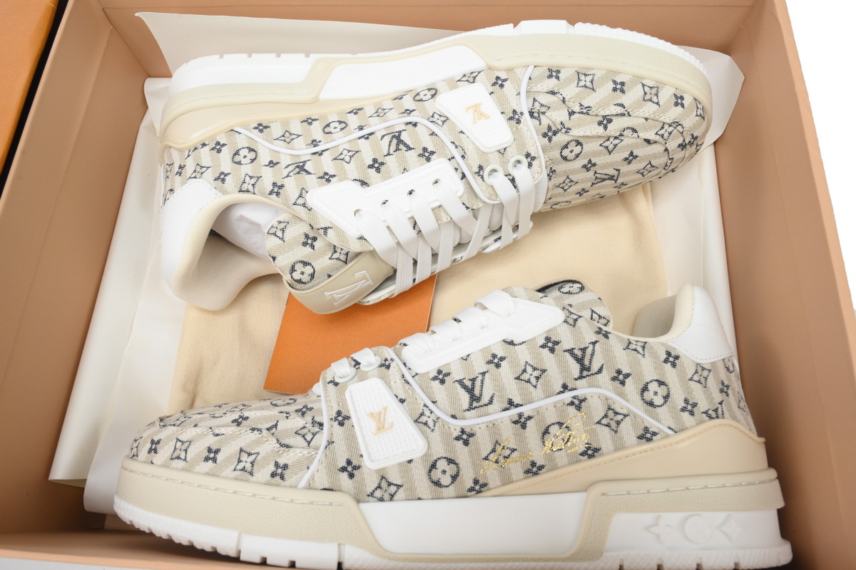 Louis Vuitton Trainer Beige Stripe Monogram 1ABG0H