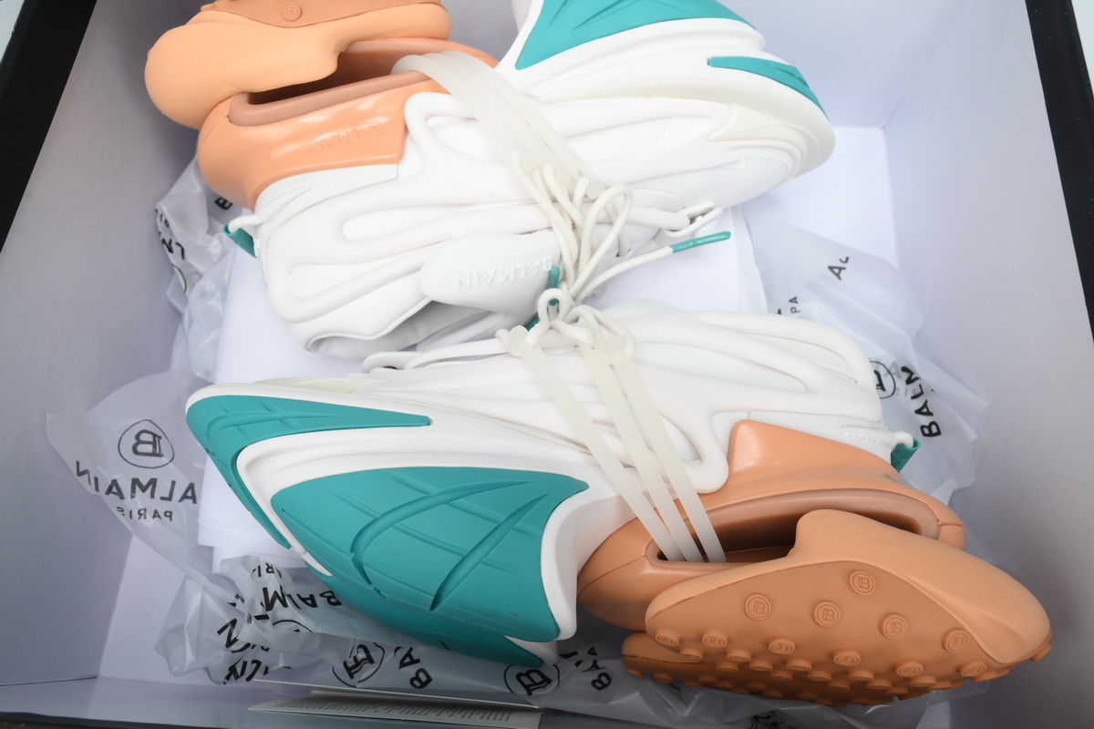 BALMAIN Multikolor Buty sportowe White Green Orange  YM1VJ309
