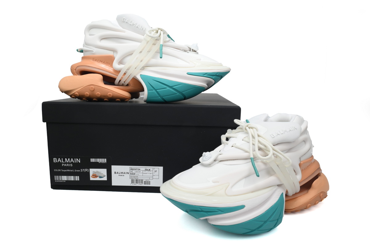 BALMAIN Multikolor Buty sportowe White Green Orange  YM1VJ309