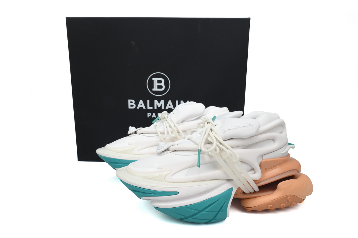 BALMAIN Multikolor Buty sportowe White Green Orange  YM1VJ309