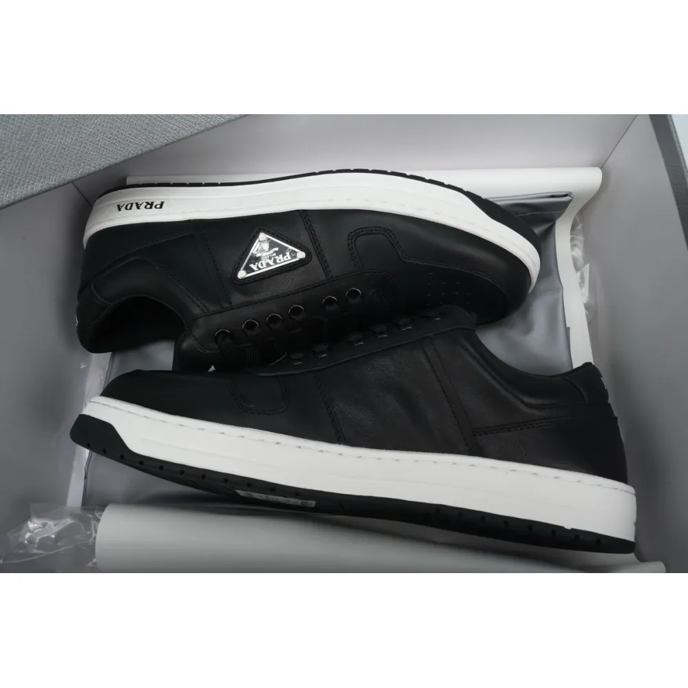 Prada Downtown Low Top Sneakers Leather Black Black White 2EE364_3LJ6_F0002