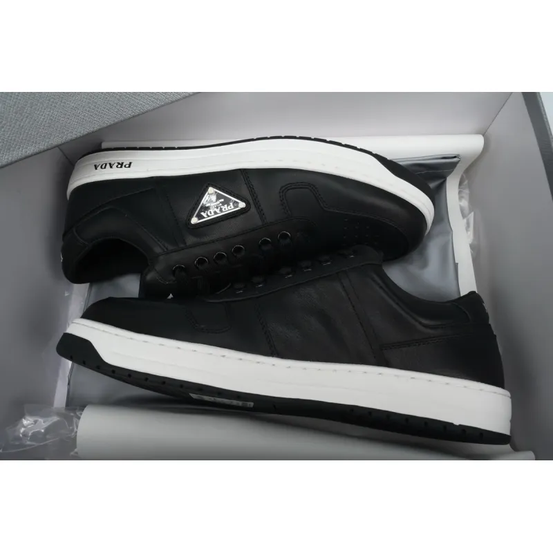 Prada Downtown Low Top Sneakers Leather Black Black White 2EE364_3LJ6_F0002
