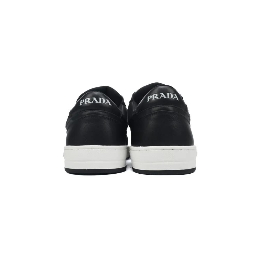 Prada Downtown Low Top Sneakers Leather Black Black White 2EE364_3LJ6_F0002