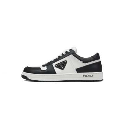 Prada Downtown Low Top Sneakers Leather White Black  2EE364_3LKG_F0964 01