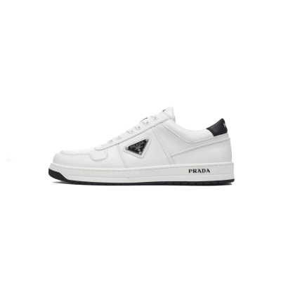 Prada Downtown Low Top Sneakers Leather White White Black  2EE364_3LJ6_F0964 01