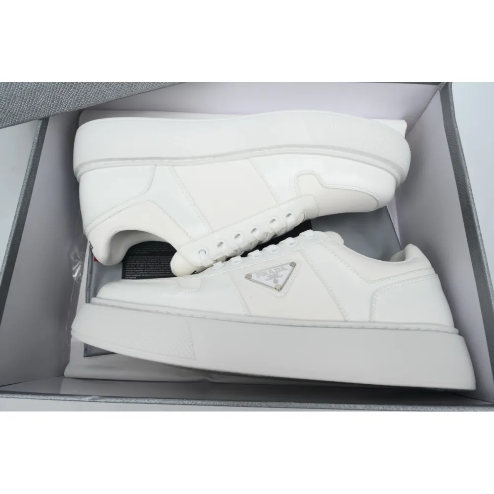 Prada Leather Low-Top Lace-Up Sneakers 'White'