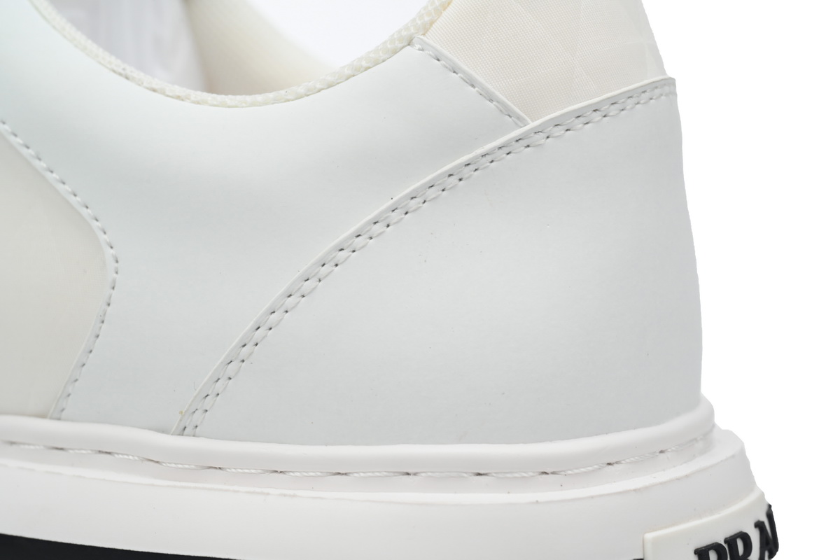 Pra*a macro re-nylon and brushed leather sneakers white