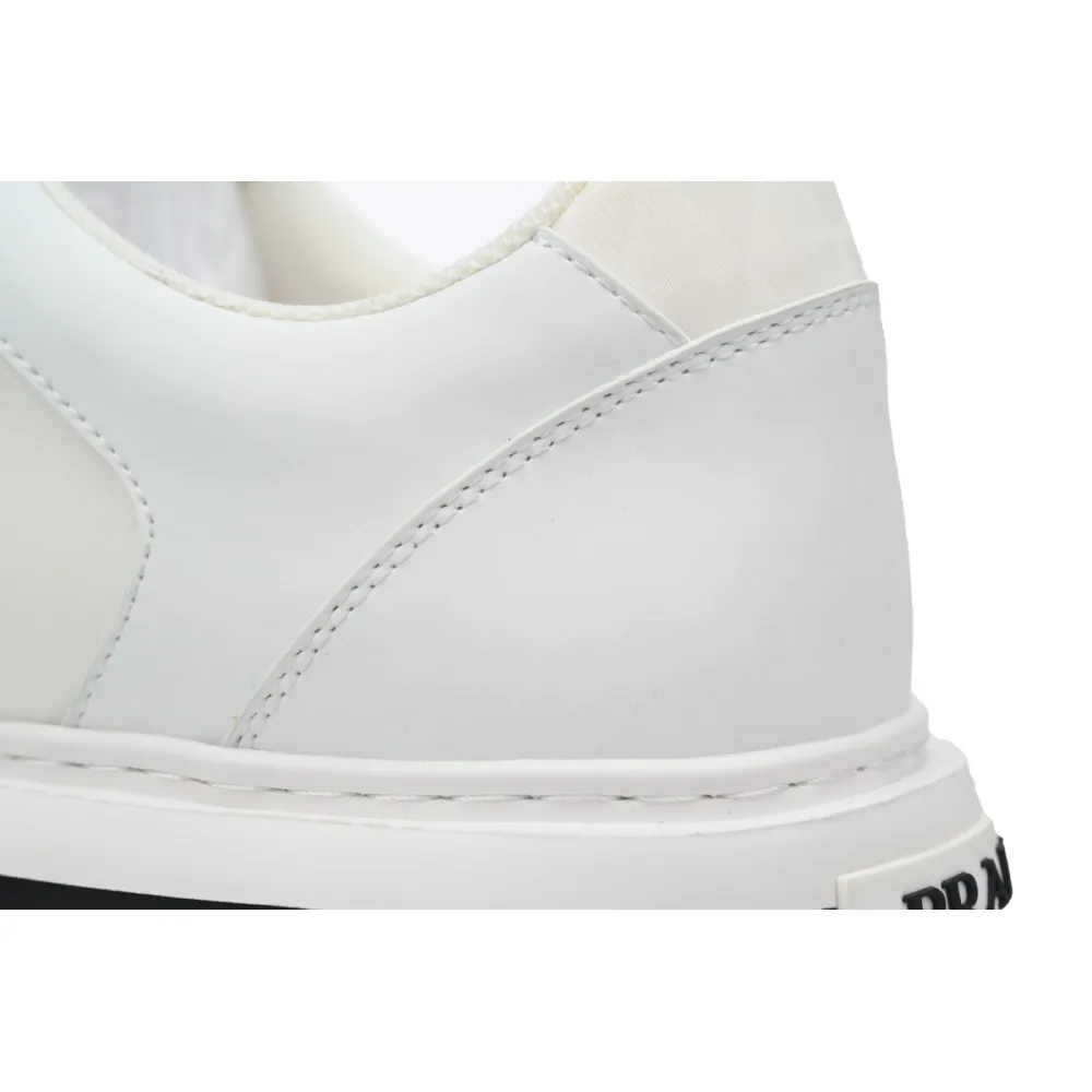Prada Macro Re-nylon And Brushed Leather Sneakers  white 