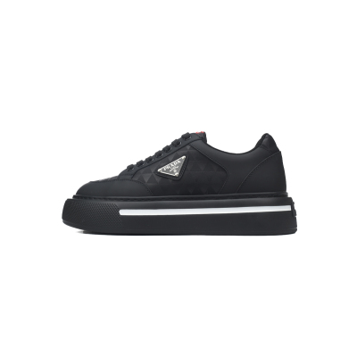 Prada Macro Re-nylon And Brushed Leather Sneakers Black 01