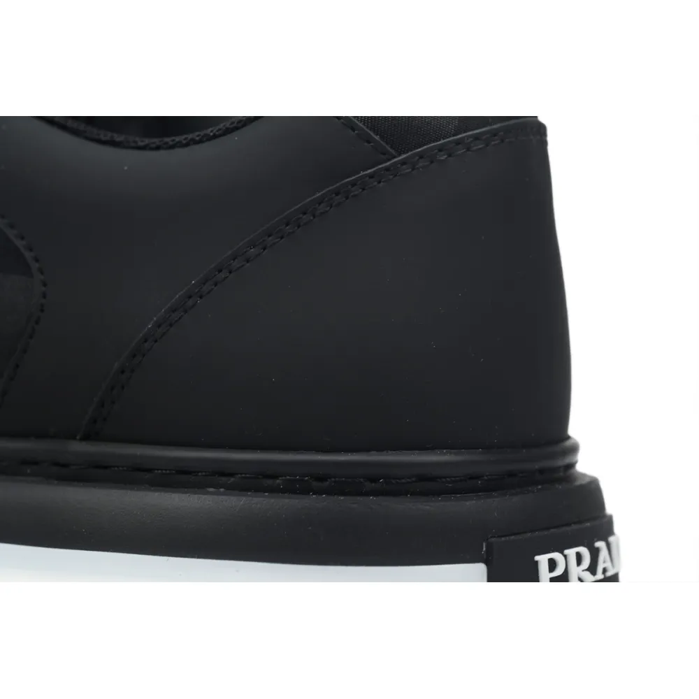 Prada Macro Re-nylon And Brushed Leather Sneakers Black