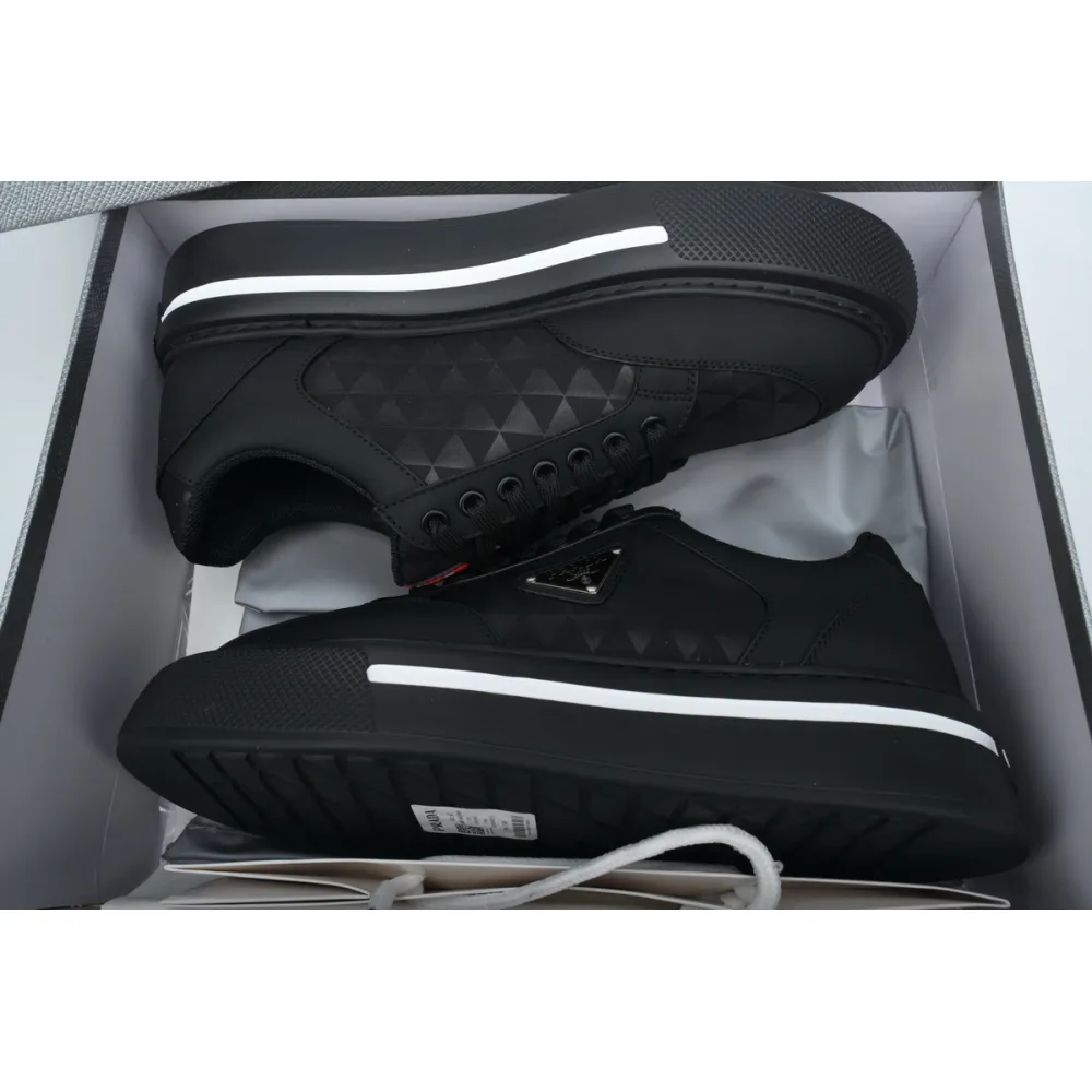 Prada Macro Re-nylon And Brushed Leather Sneakers Black